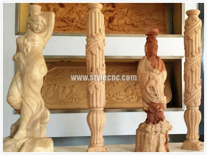 4x8數(shù)控雕刻機(jī) 3D 圓柱木雕項(xiàng)目