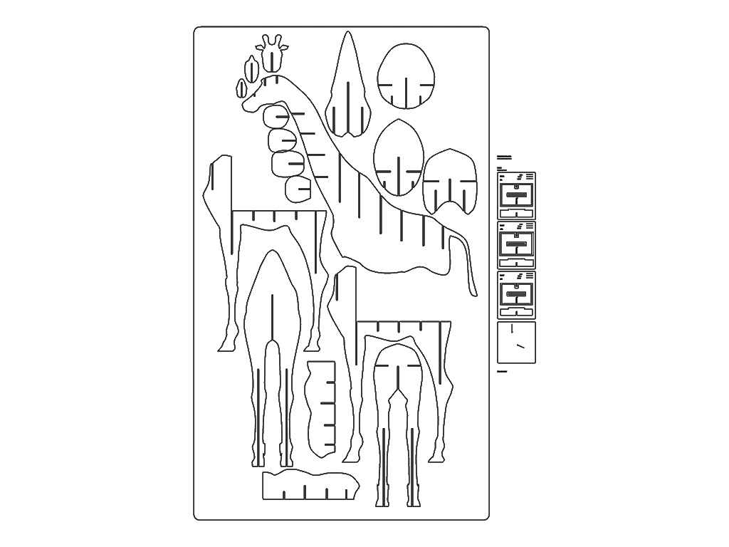 長頸鹿書柜的嵌套數(shù)控雕刻機(jī) PLT 文件