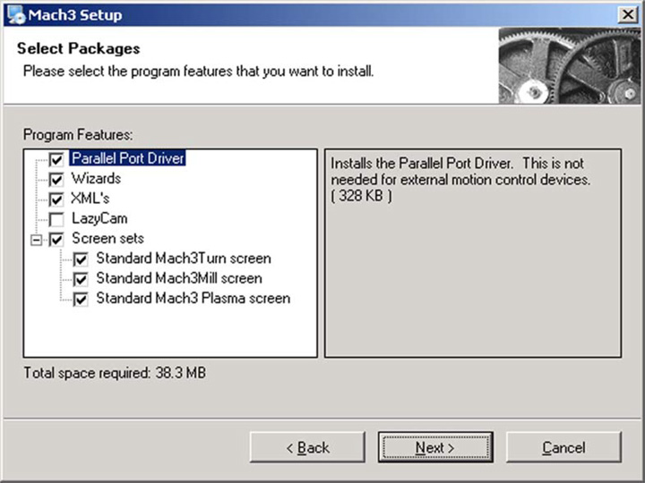 選擇程序組件屏幕